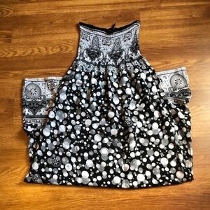 Milano Maxi Dress Polka Dots Paisley Black White & Gray Size Small